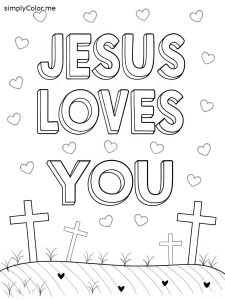 Jesus loves you coloring page