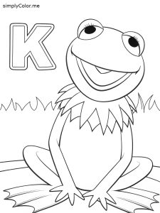 K is for Kermit the Frog coloring page