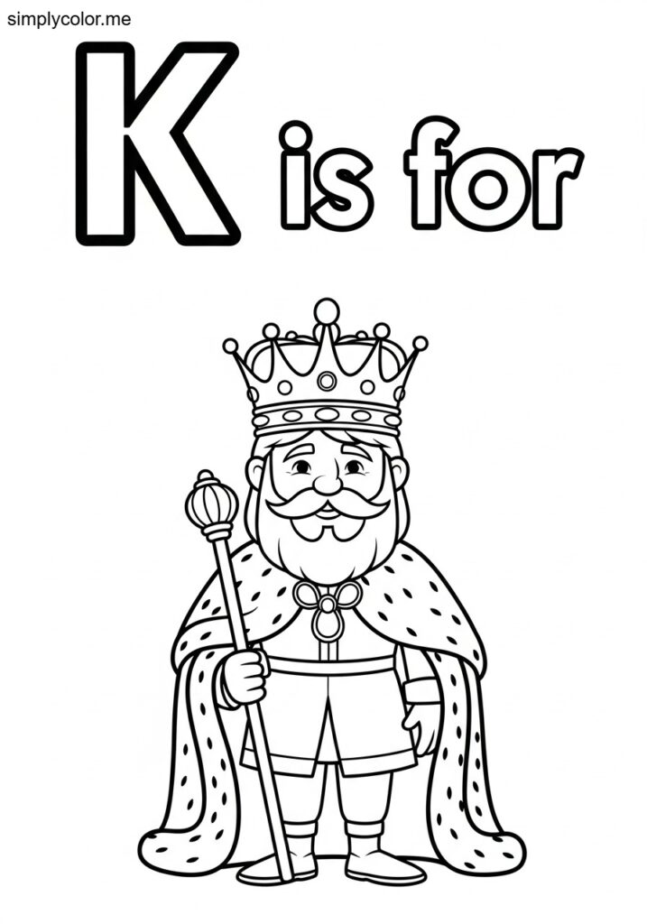 K is for King coloring sheet