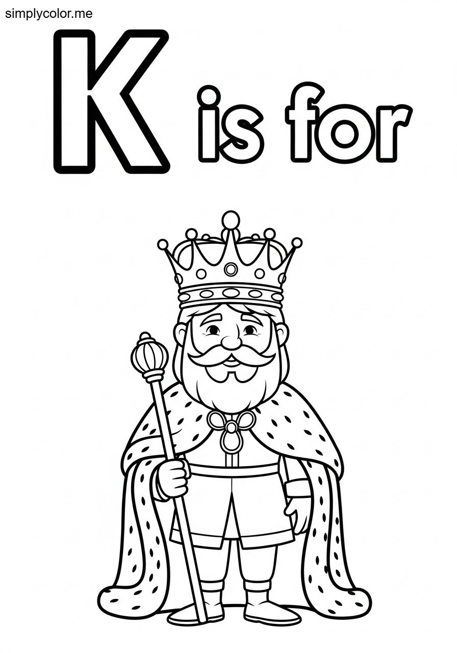 K is for King coloring sheet