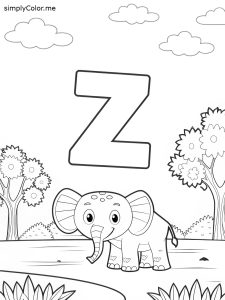 Letter z coloring page