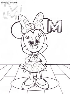 M is for Minnie Mouse coloring page