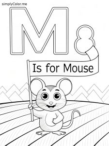 M is for Mouse coloring page