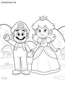 Mario and Peach coloring page