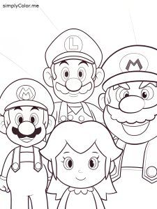 Mario characters coloring page
