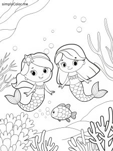 Mermaids coloring page