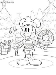 Mickey mouse christmas coloring page