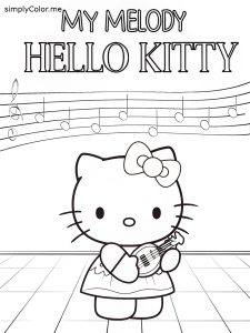 My melody hello kitty coloring page