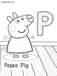 P is for Peppa Pig coloring page