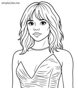 Printable Jenna Ortega coloring sheet