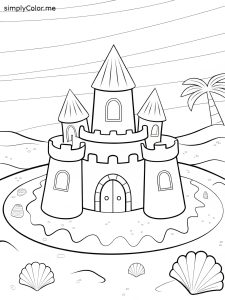 Sand castle color page Sand castle color page