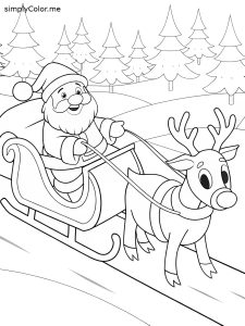 Santa on a sleigh coloring page Santa on a sleigh coloring page