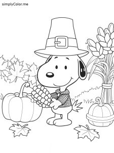Snoopy thanksgiving coloring