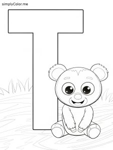 T is for Teddy Bear coloring page