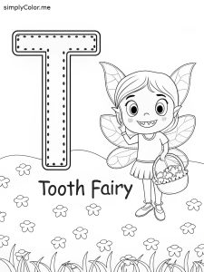T is for Tooth Fairy coloring page T is for Tooth Fairy coloring page