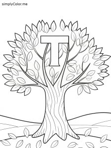 T is for Tree coloring page