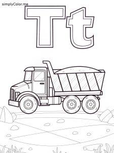 T is for Truck coloring page