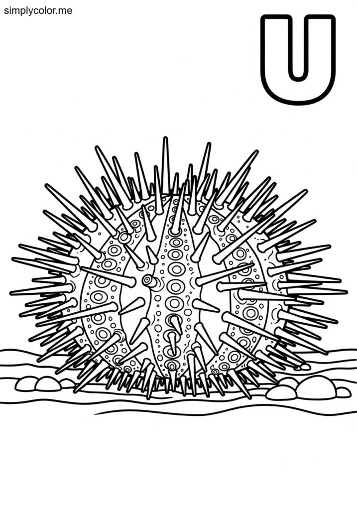 U is for Urchin coloring page
