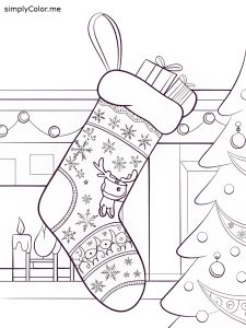 Coloring sheet christmas stocking