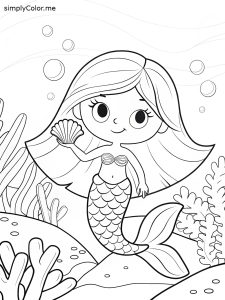 Coloring sheet mermaid