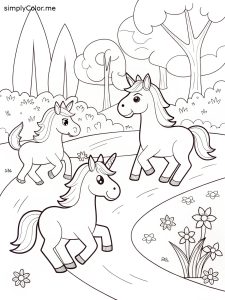 Coloring sheet of unicorns Coloring sheet of unicorns
