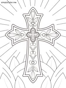 Cross coloring sheet printable