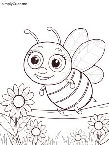 Cute bee coloring page