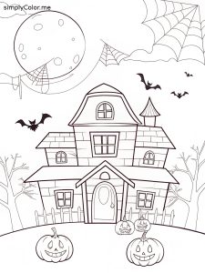 Detailed halloween coloring sheet