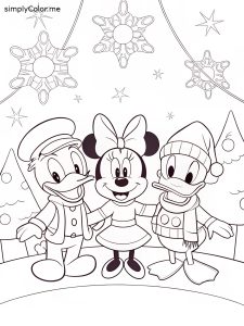 Disney christmas characters coloring page