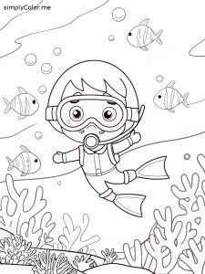 Diver coloring page