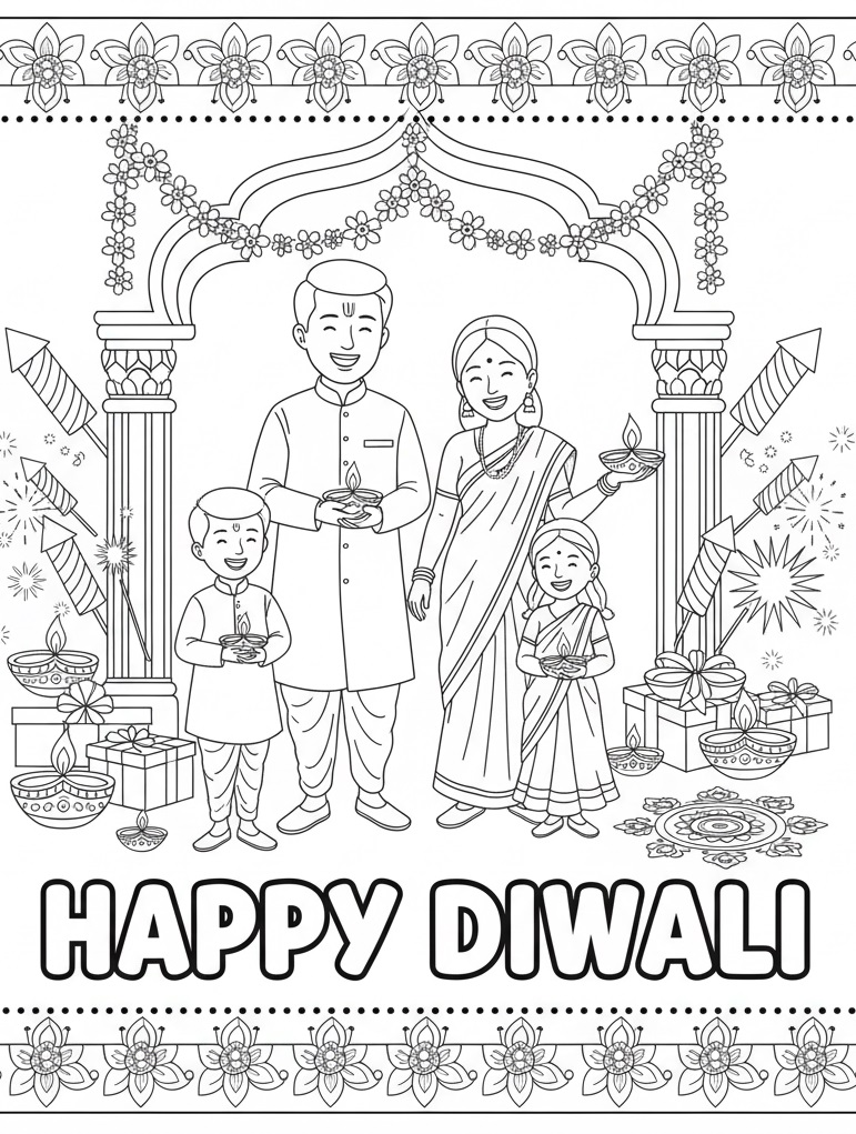 Happy Diwali coloring sheet