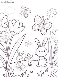 Easy spring coloring sheet
