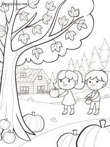 Fall coloring page for kids Fall coloring page for kids