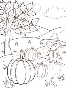 Fall coloring sheet for preschoolers
