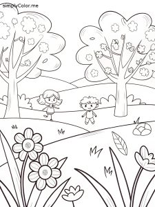 First day of spring coloring sheet