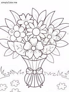 Flower bouquet coloring page Flower bouquet coloring page