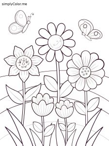 Flowers coloring sheet free printable