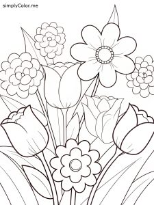 Free coloring sheet flowers