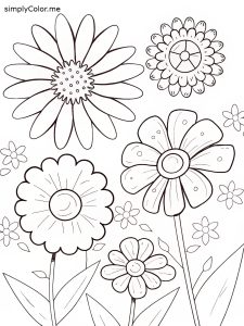 Free printable coloring sheet of flowers Free printable coloring sheet of flowers