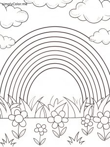 Free printable rainbow coloring sheet
