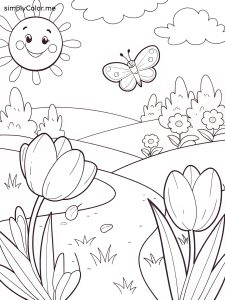Free springtime coloring sheet Free springtime coloring sheet