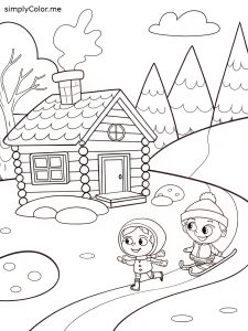 Free winter coloring sheet for kids