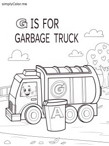 G is for garbage truck coloring page G is for garbage truck coloring page
