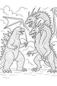 Godzilla vs King Ghidorah coloring page