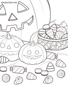 Halloween candy coloring page