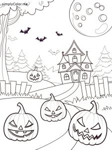 Halloween coloring sheet scary