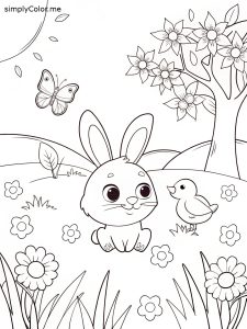 Happy spring coloring sheet