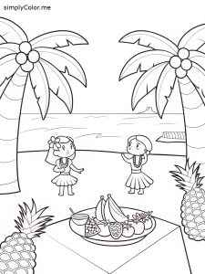 Hawaiian luau coloring sheet
