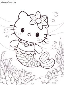 Hello kitty mermaid coloring sheet