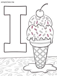 I is for ice cream coloring page